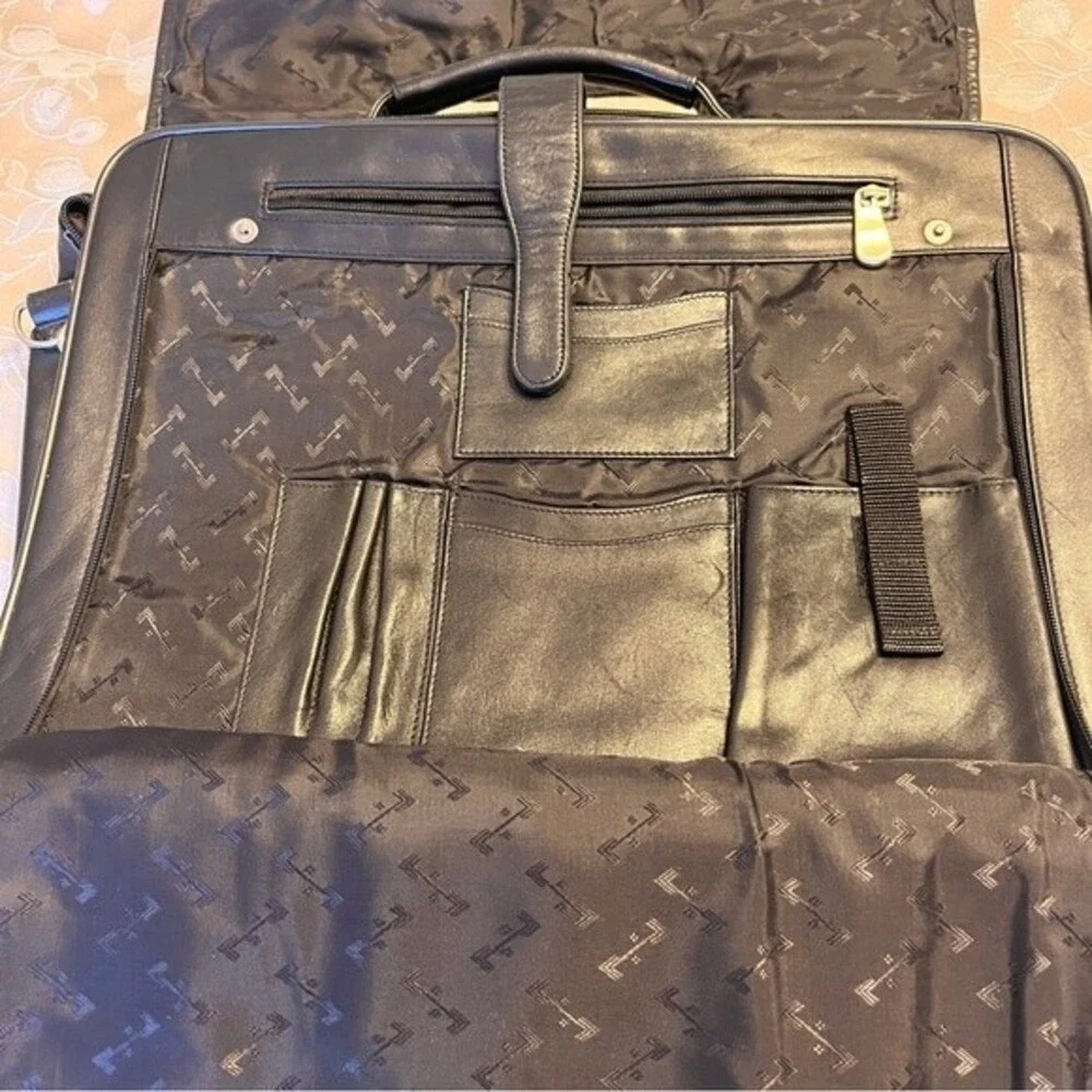 Mens Large Echelon Black Leather Briefcase EUC